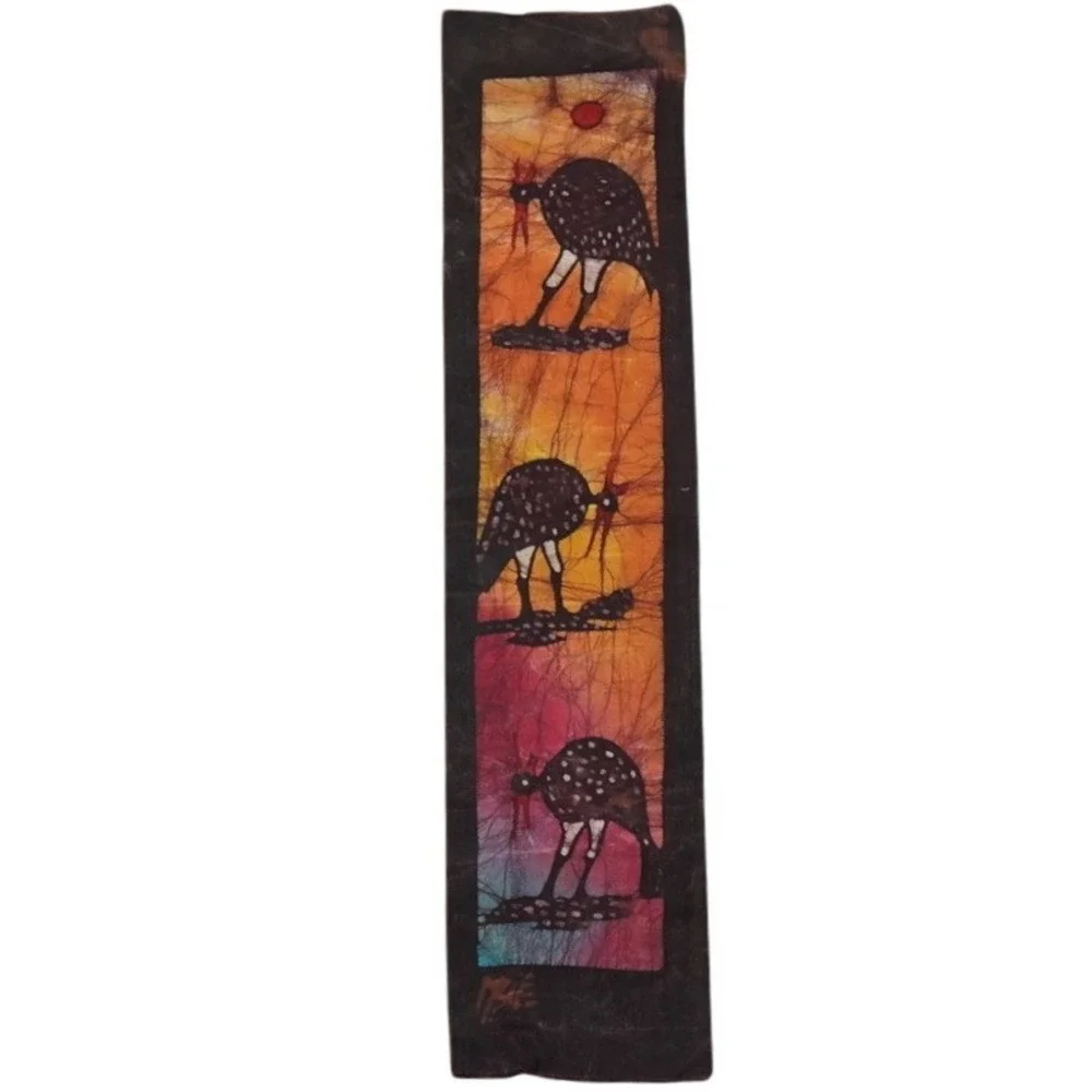 Unbranded Batik Wall Hanging Unisex OS Multicolor Guinea Fowl Art Boho VTG